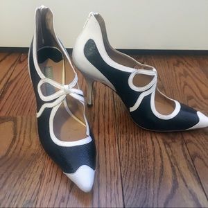 Hollywould - Black/White Leather Heel